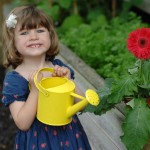 Child watering the garden