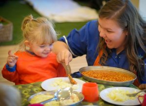 Having lunch at one of our nursery in milton keynes